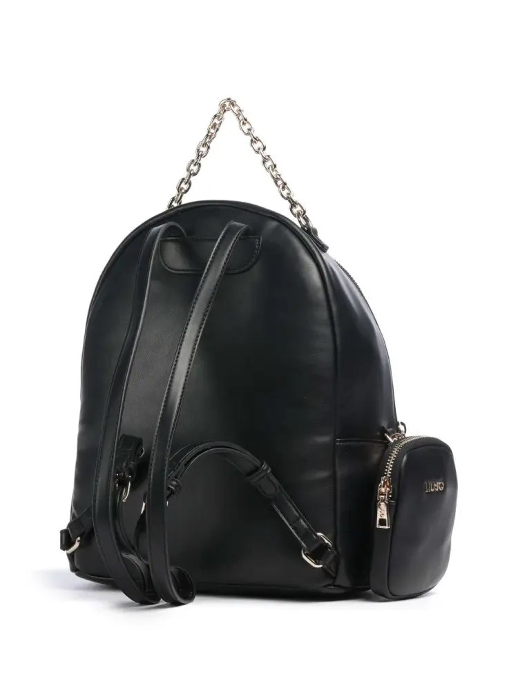 zaino nero donna logo sul davanti miniatura 3