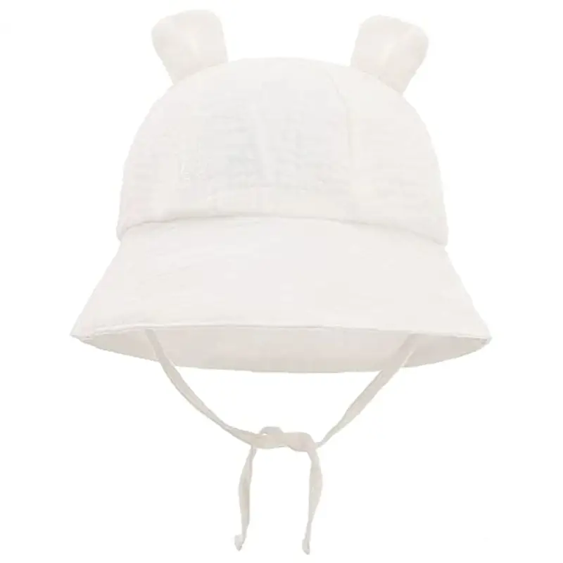 LIUPUUDLY Bambino Cappello da Sole Carino Berretto in Cotone Protezione Solare Cappellino Berretto da Pescatore da Spiaggia Bucket Hat (Bianco)