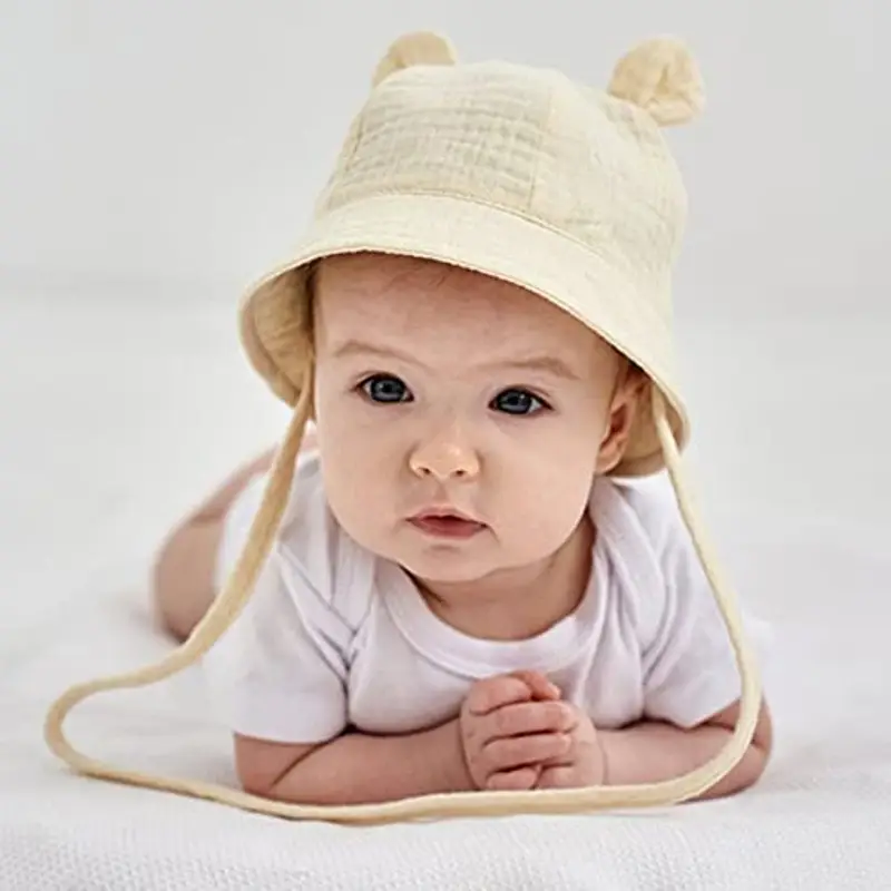 LIUPUUDLY Bambino Cappello da Sole Carino Berretto in Cotone Protezione Solare Cappellino Berretto da Pescatore da Spiaggia Bucket Hat (Giallo) miniatura 3