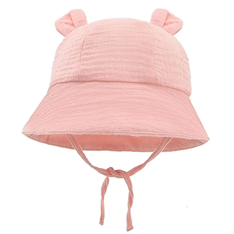 LIUPUUDLY Bambino Cappello da Sole Carino Berretto in Cotone Protezione Solare Cappellino Berretto da Pescatore da Spiaggia Bucket Hat (Rosa)