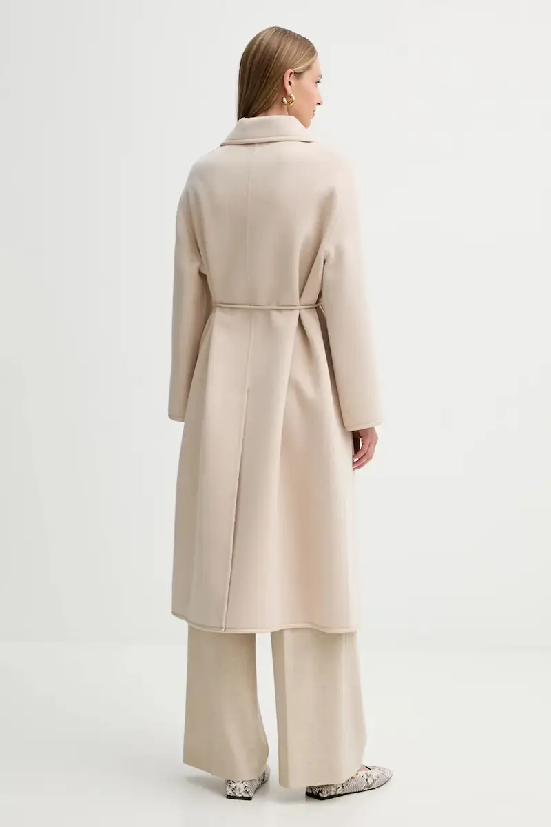 cappotto con lana colore beige L5WW33 miniatura 3