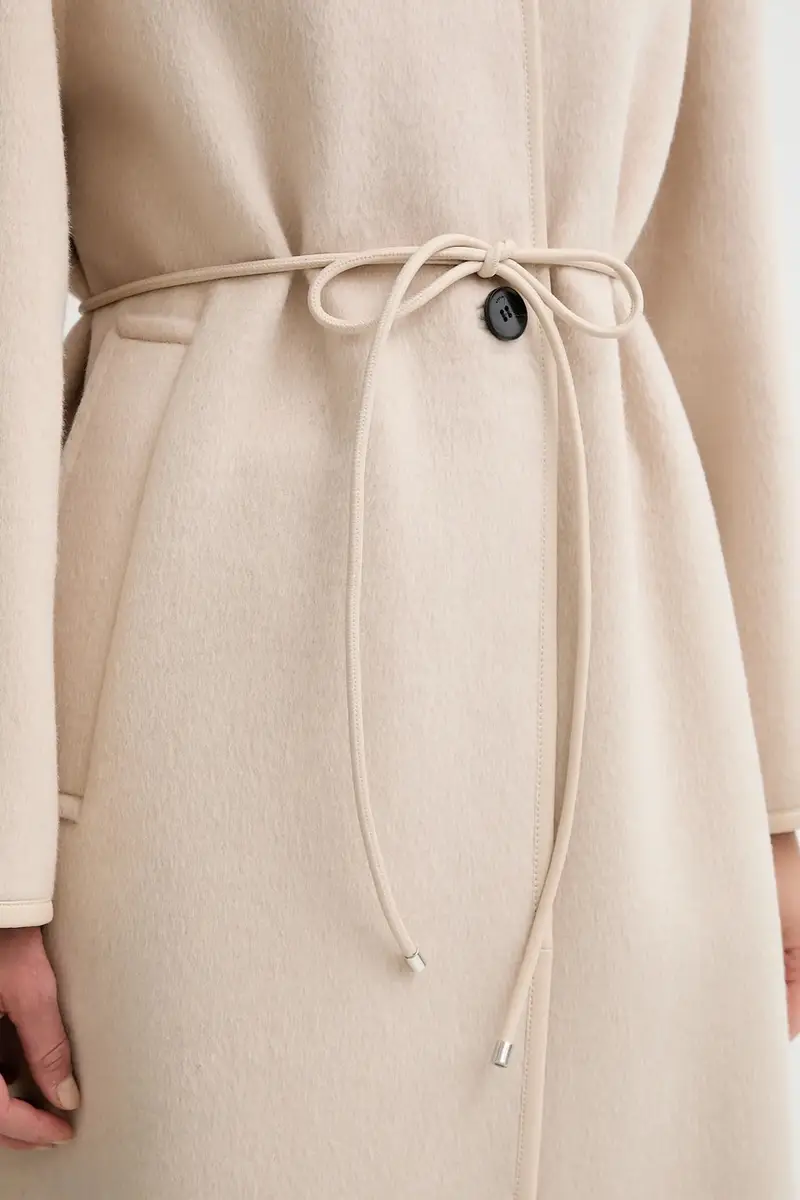 cappotto con lana colore beige L5WW33 miniatura 5