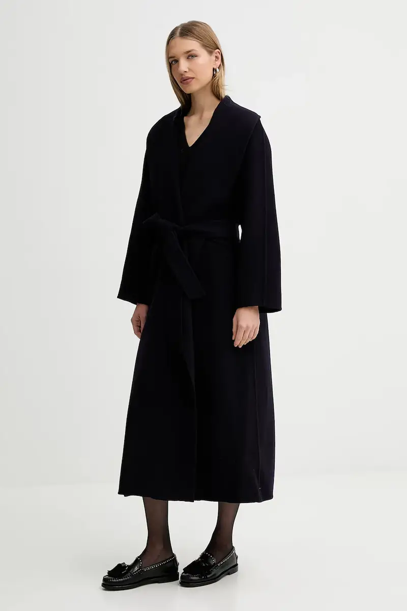 cappotto in lana colore blu navy F5WW70 miniatura 2