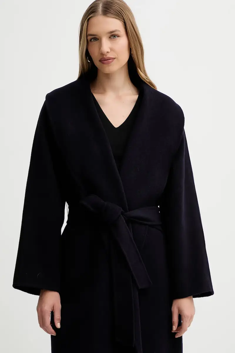 cappotto in lana colore blu navy F5WW70 miniatura 4