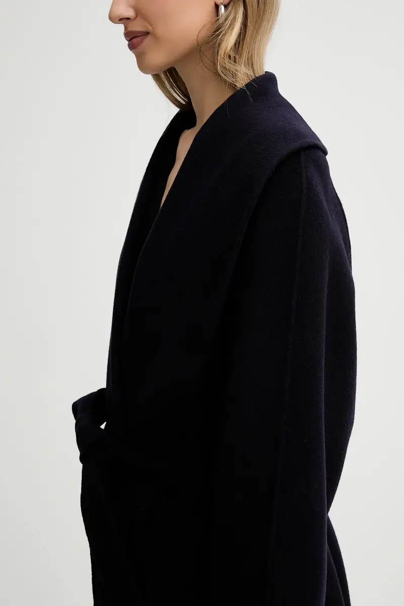 cappotto in lana colore blu navy F5WW70 miniatura 5