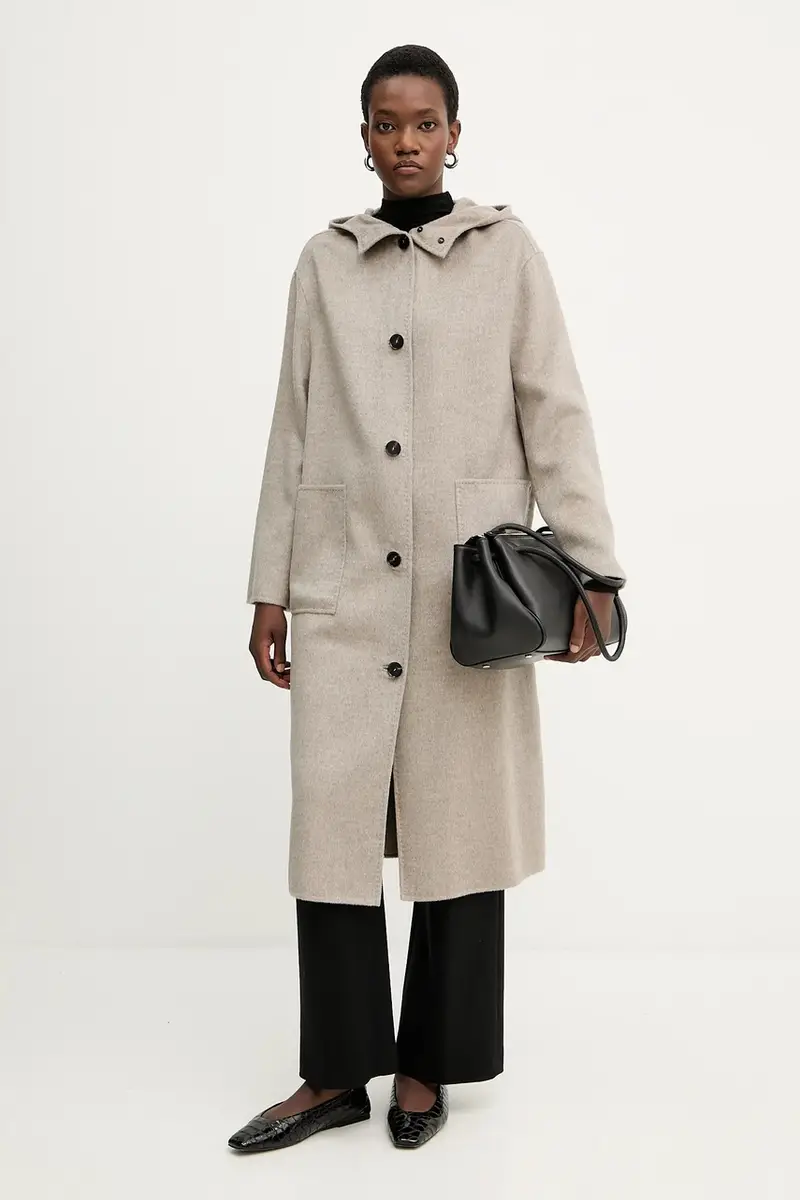 cappotto in lana colore marrone F5WW72 miniatura 2