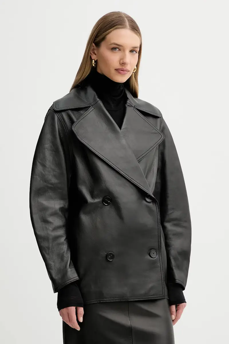 cappotto in pelle colore nero L5WX40