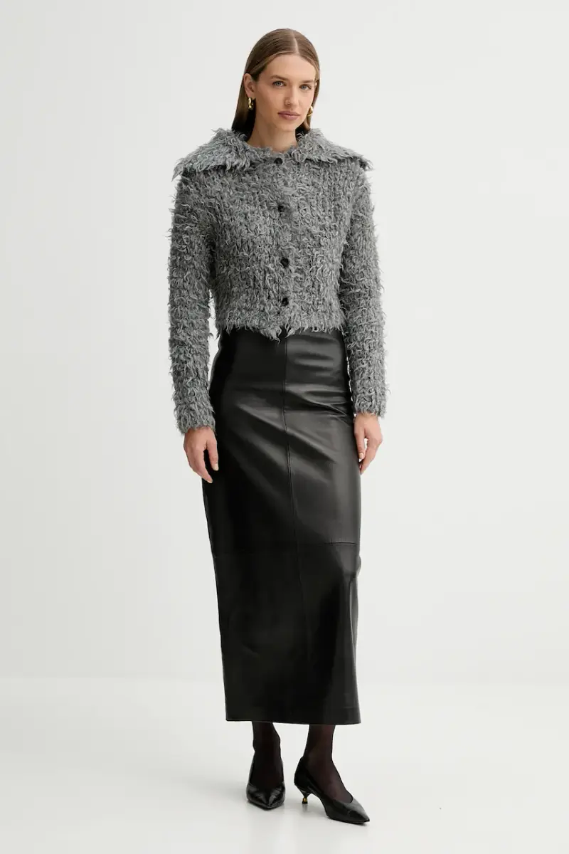 cardigan con lana colore grigio A5WF89 miniatura 2