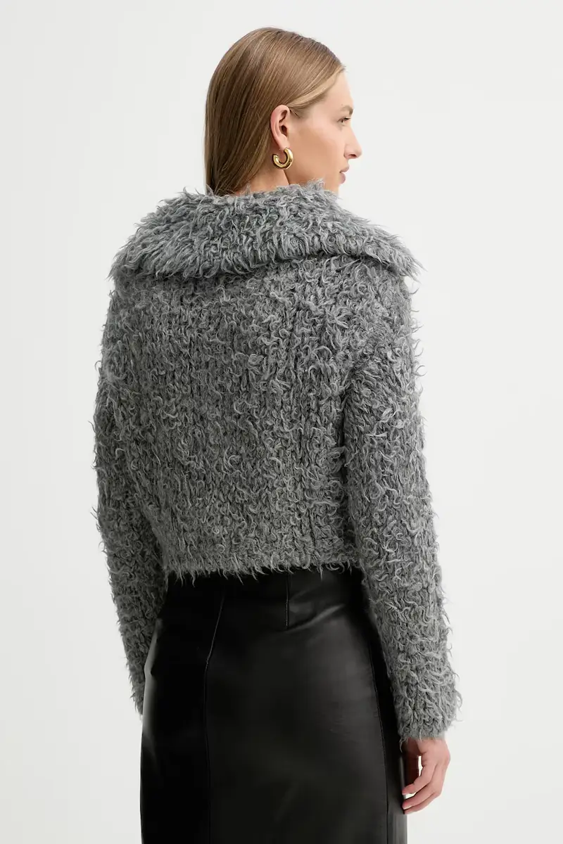 cardigan con lana colore grigio A5WF89 miniatura 3