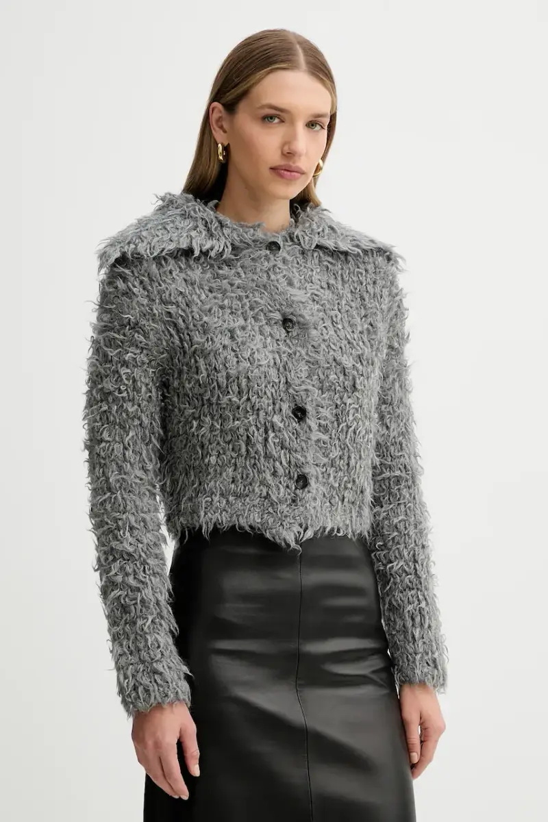 cardigan con lana colore grigio A5WF89