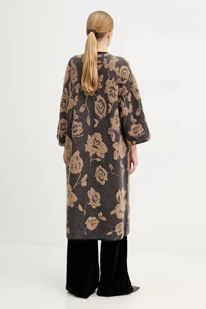 cardigan con lana colore marrone L5WG69 miniatura 2