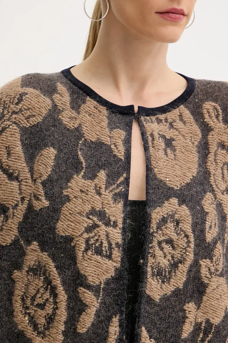 cardigan con lana colore marrone L5WG69 miniatura 4