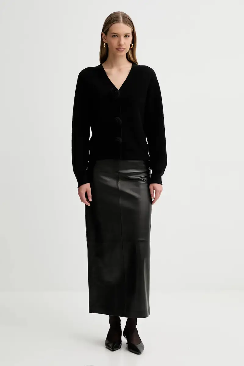 cardigan con lana colore nero L5WG01 miniatura 2