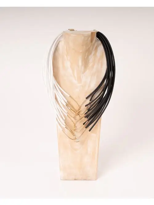 Collana Caucciù Bianco Nera Nero miniatura 2