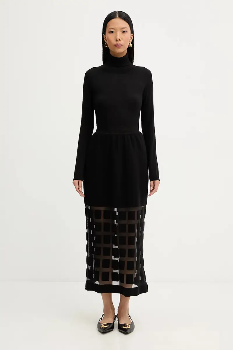 gonna in lana colore nero L5WA78 miniatura 2