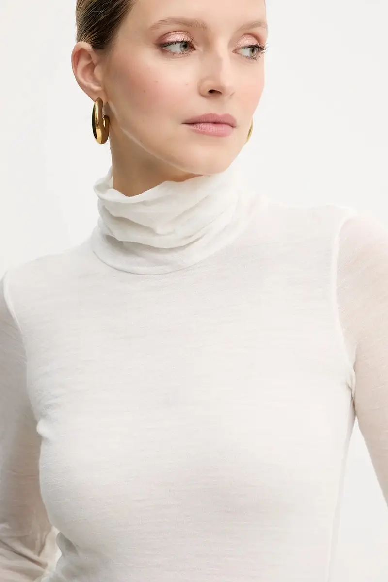 longsleeve in cotone colore beige F5WH17 miniatura 4