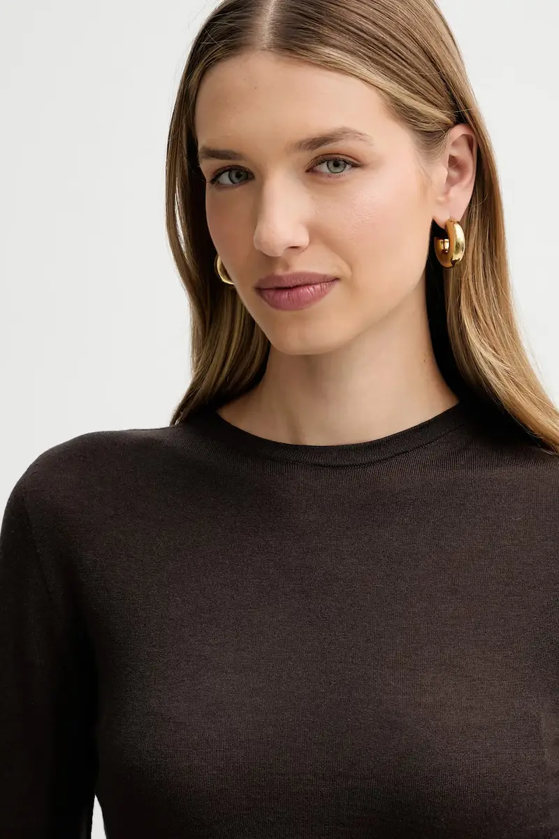 maglione in lana donna colore marrone L5WA06 miniatura 4