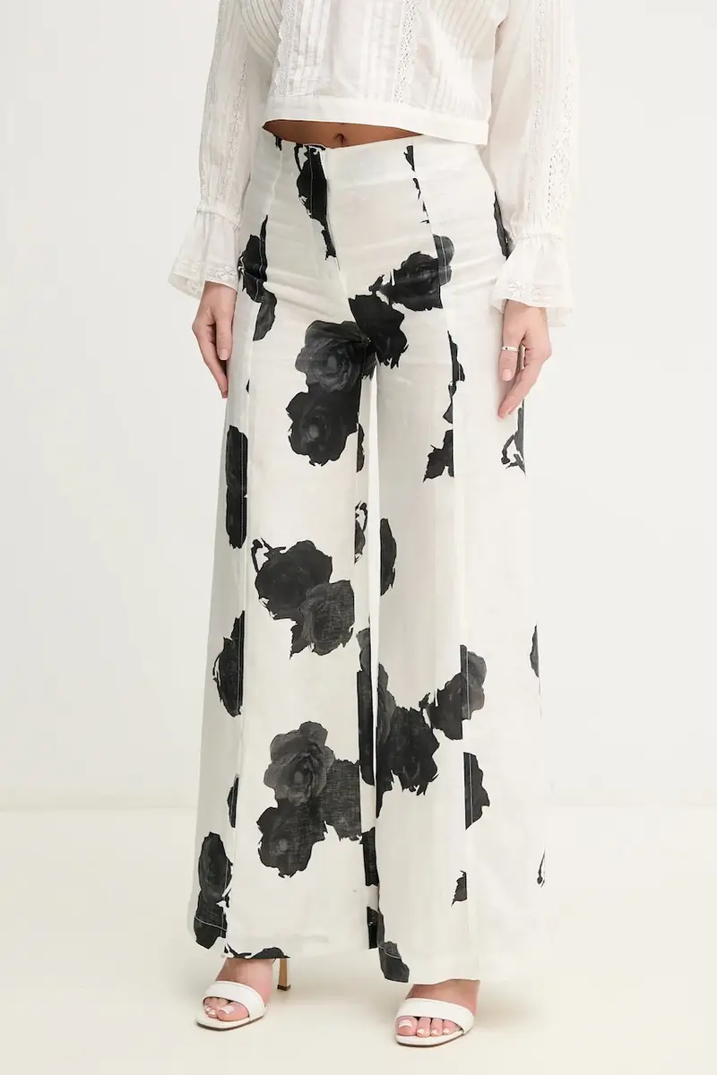 pantaloni in lino colore bianco L5SL60