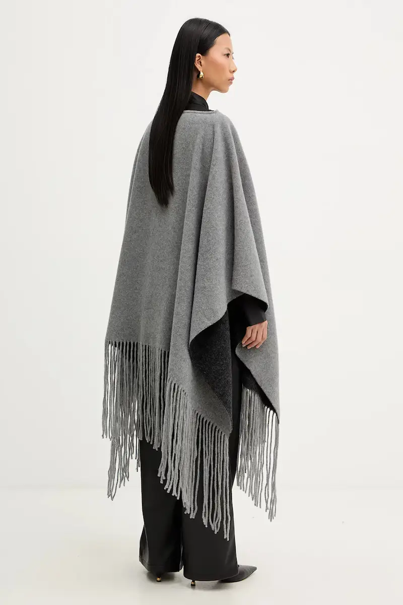 poncho il lana colore grigio A5WF58 miniatura 3