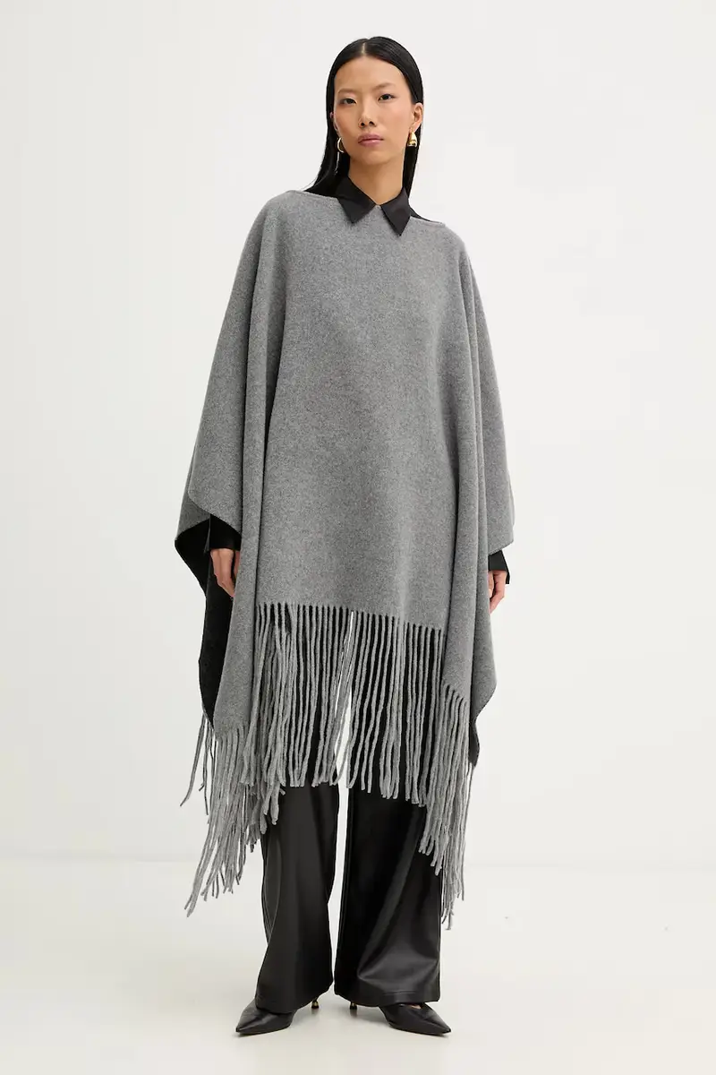 poncho il lana colore grigio A5WF58