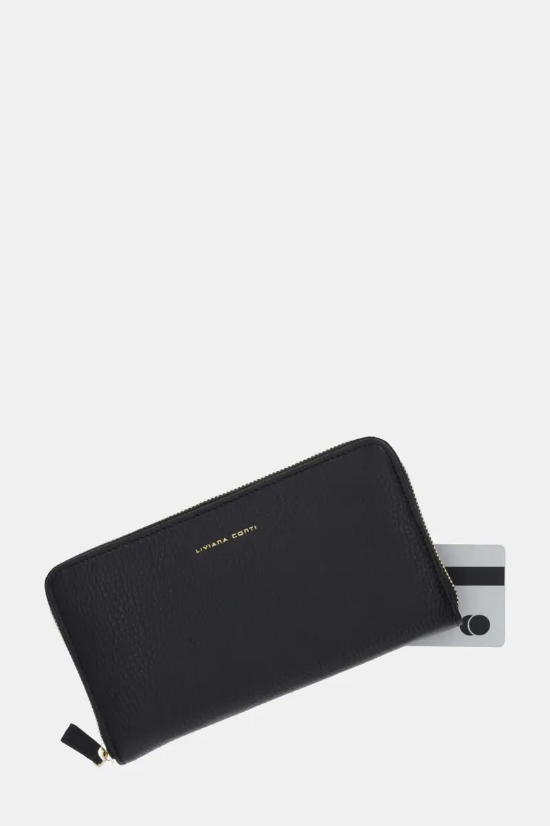 portafoglio in pelle donna colore nero A5WB55 miniatura 4