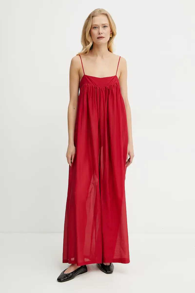 tuta in misto seta colore rosso L5SN61