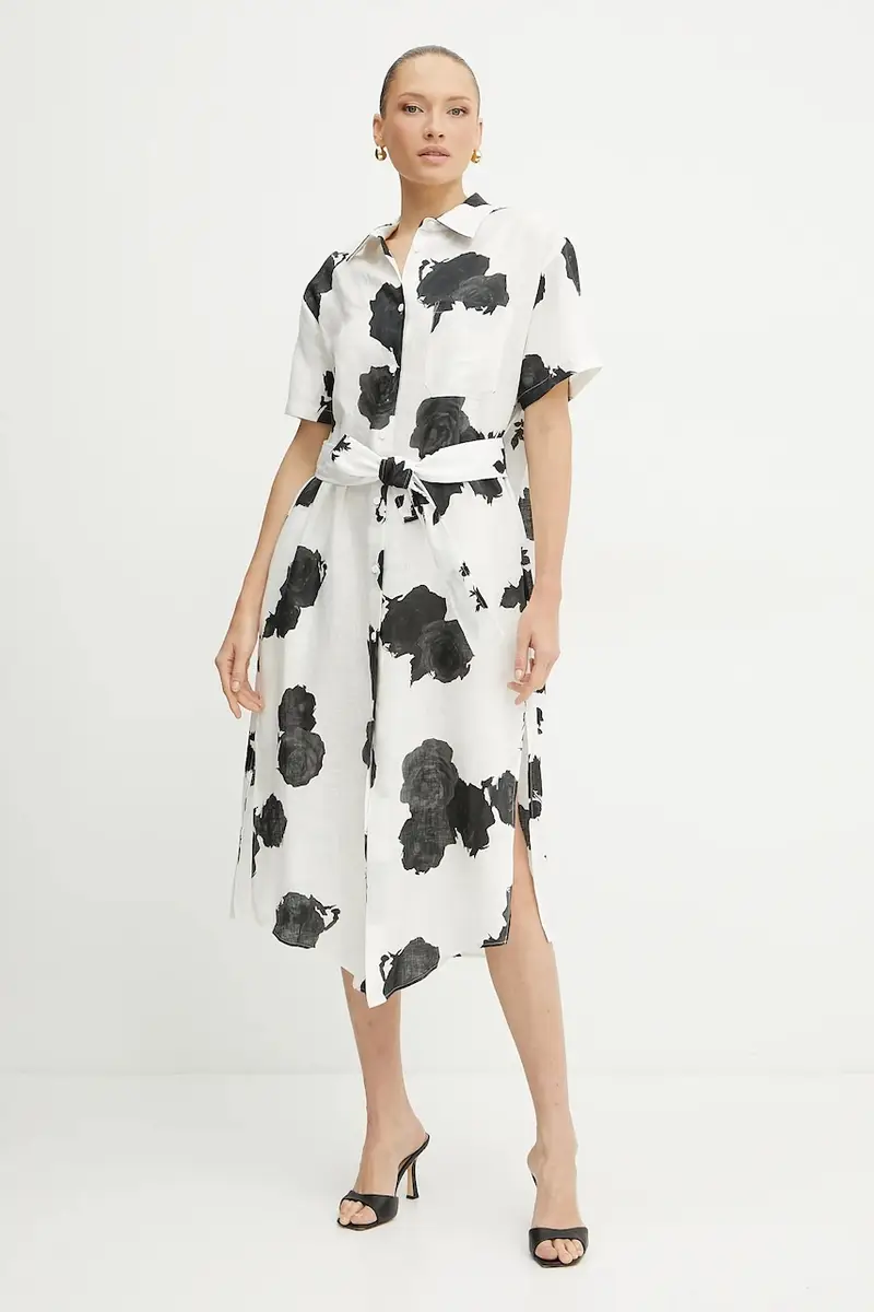 vestito di lino colore beige L5SL53