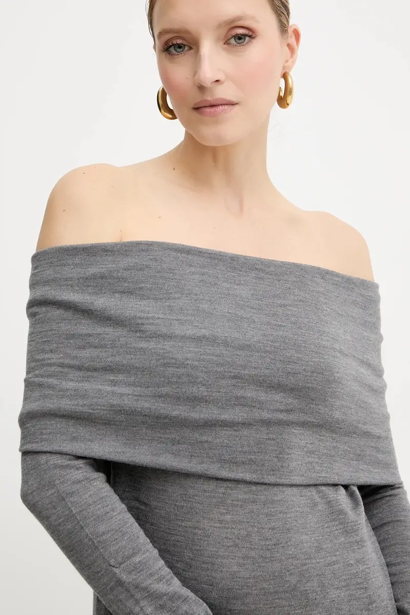 vestito in lana colore grigio F5WA47 miniatura 4