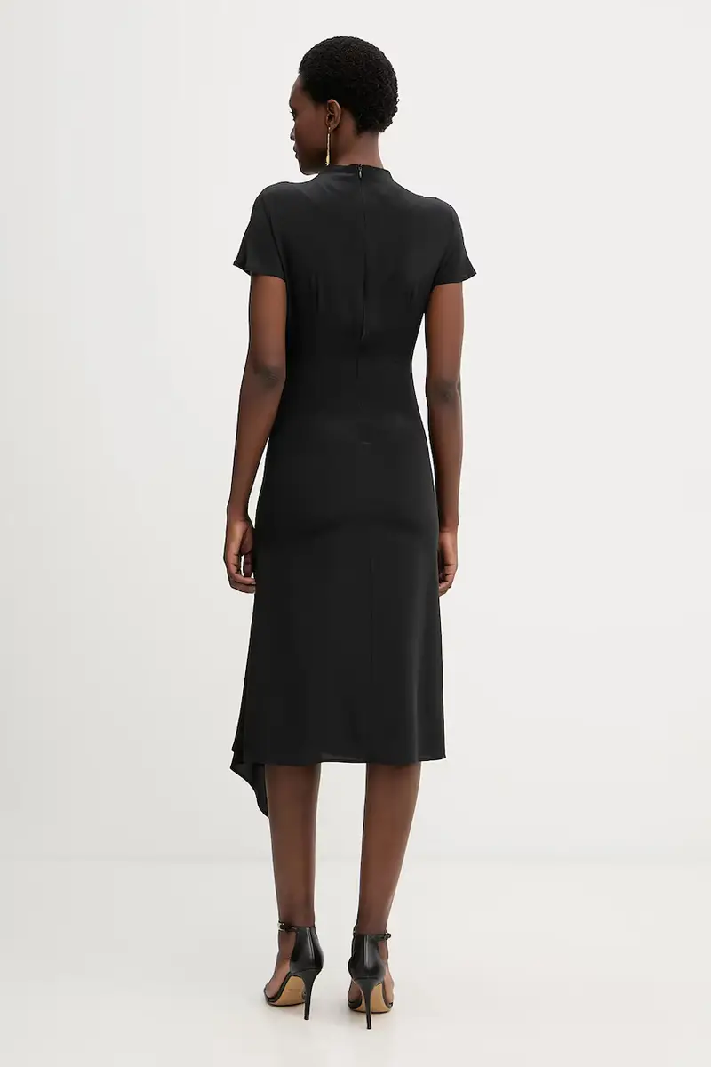 vestito in seta colore nero L5WS15 miniatura 3