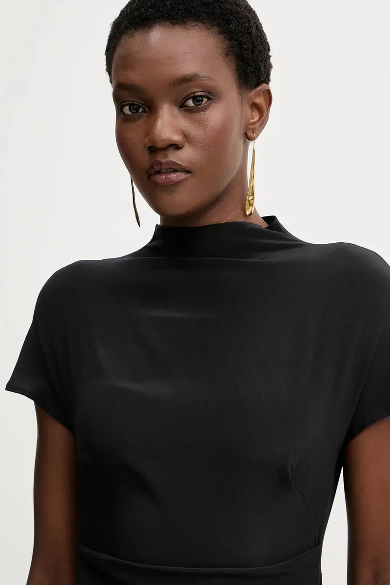 vestito in seta colore nero L5WS15 miniatura 4