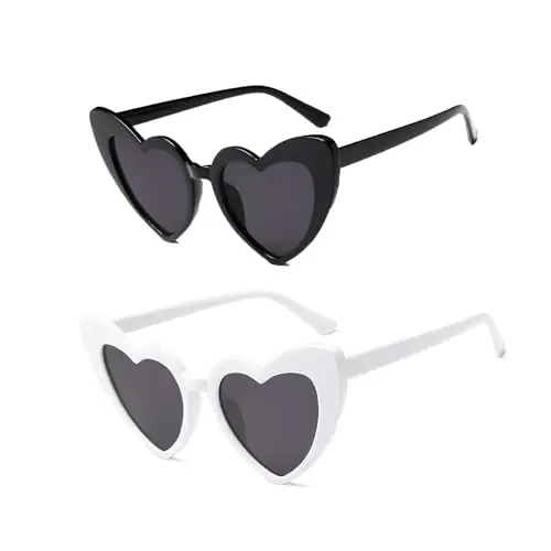 LLGSDLL Occhiali da sole da festa a forma di cuore, confezione da 2 occhiali da sole a forma di cuore con protezione
