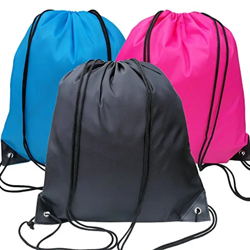 LM Zaino Coulisse Borsa da Ginnastica Borse Sportive Unisex Borsa Nuoto Borsa Coulisse PE Kit Bag Zaino Palestra Borsa da Spiaggia, Perfetto per scuola, sport, spiaggia, libri e viaggi (Nero) miniatura 3