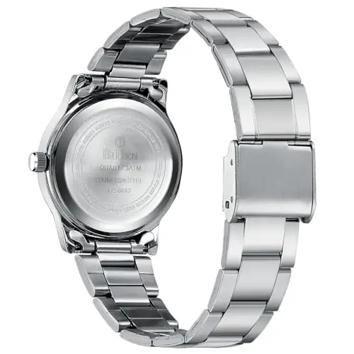 LN LENQIN Orologi da uomo in acciaio inossidabile impermeabile con data, orologio analogico al quarzo, orologi da polso miniatura 2