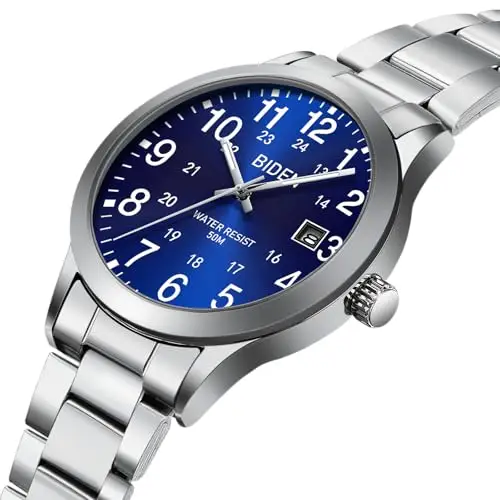 LN LENQIN Orologi da uomo in acciaio inossidabile impermeabile con data, orologio analogico al quarzo, orologi da polso miniatura 3