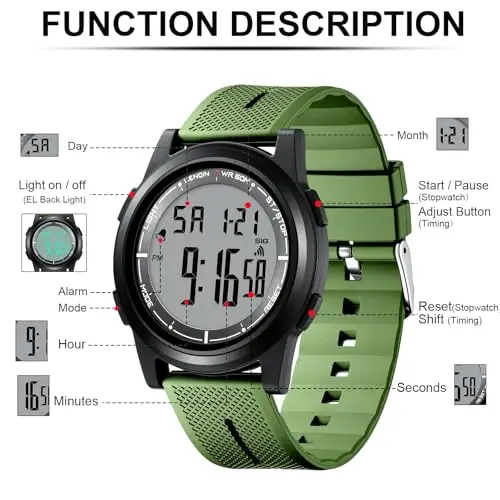 LN LENQIN Orologi da uomo Orologio sportivo digitale impermeabile da uomo, orologio militare ultrasottile miniatura 3