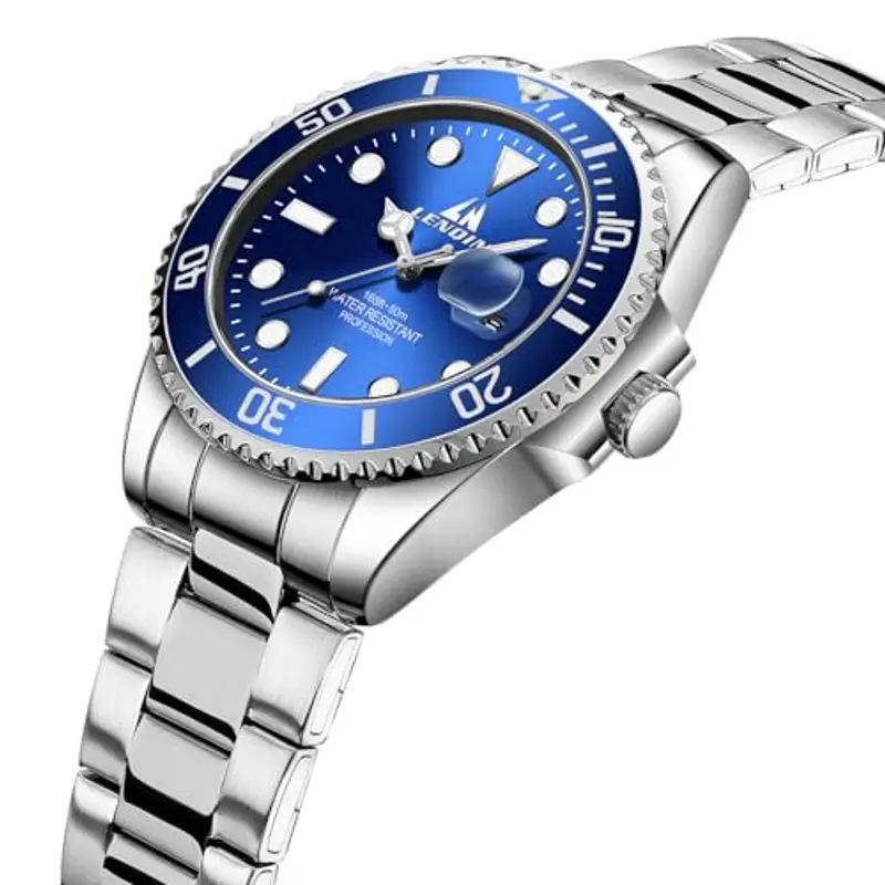 LN LENQIN Orologio da uomo in acciaio inossidabile Analogico al Quarzo sportivo Elegante Data Impermeable Luminoso miniatura 3