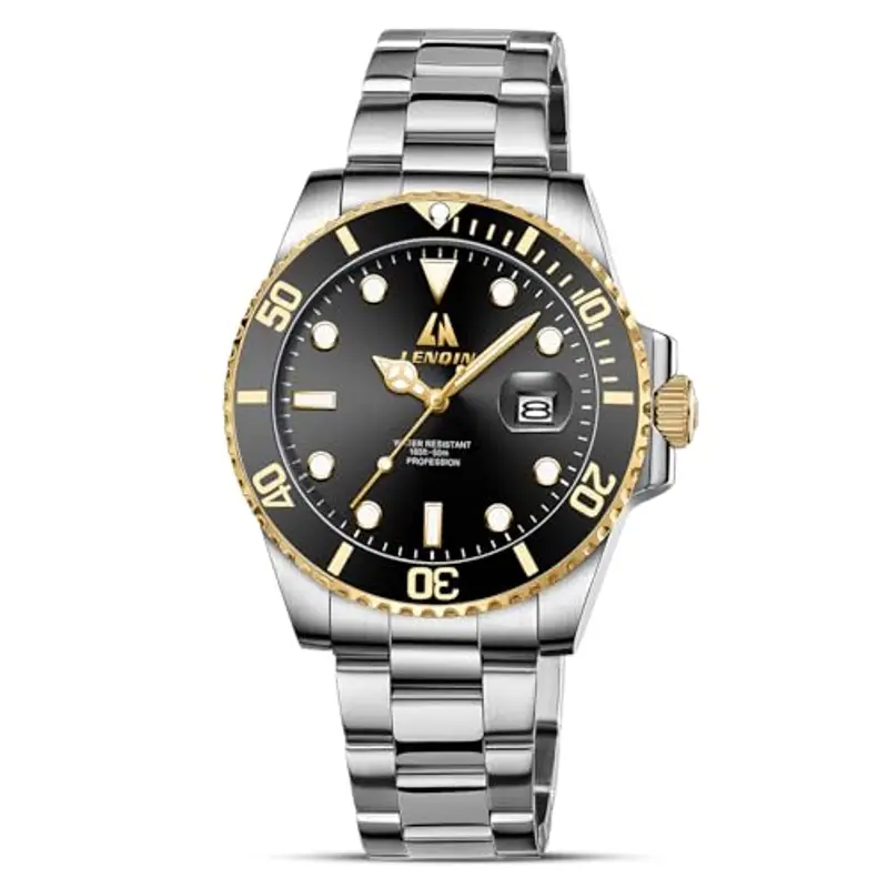 LN LENQIN Orologio da uomo in acciaio inossidabile Orologio Analogico al Quarzo Uomo Orologio sportivo Orologio Uomo