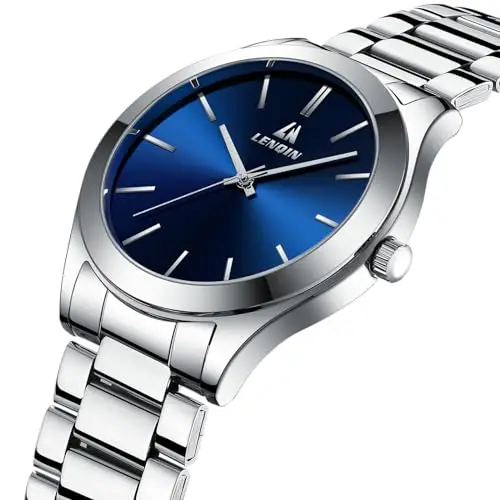 LN LENQIN Orologio da uomo in acciaio inossidabile Orologio Analogico al Quarzo Uomo Orologio sportivo resistente miniatura 3
