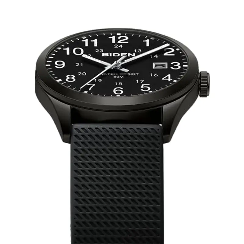 LN LENQIN Orologio da uomo, orologio da polso, impermeabile, design analogico, luminoso, quadrante calendario, moda da uomo, cinturino in silicone, A2-R015-1-all Black, Cinghia miniatura 3