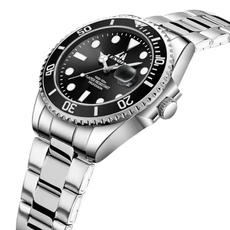 LN LENQIN Orologio Uomo Orologi in Acciaio Inossidabile Da Uomo Orologio Analogico Al Quarzo Impermeabile Orologi Da Polso Da Uomo Con Data Orologi Casual Alla Moda Luminosi miniatura 2