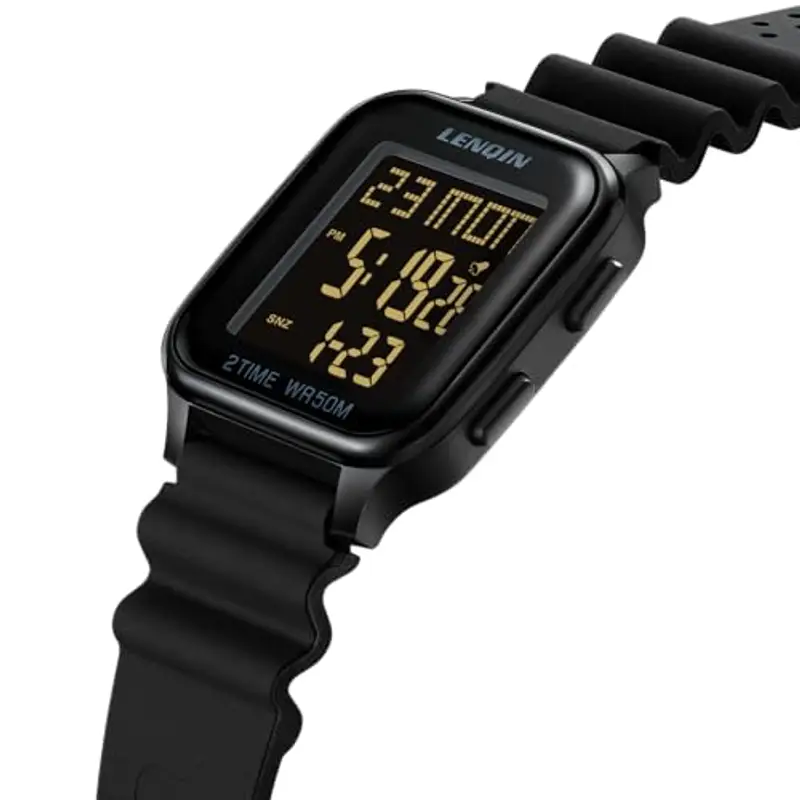 LN LENQIN Orologio uomo Orologio Digitale da Uomo Orologio Sportivo Impermeabile Fino a 50m Cronometro Orologio da Uomo Con Retroilluminazione a LED/Timer/Sveglia/Data (Nero Oro) miniatura 3
