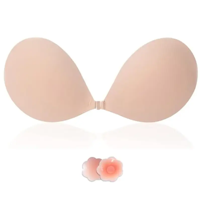 Lnmyic Reggiseno Invisibile Reggiseno Adesivo Push up Coppe Adesive Seno Push Up Copricapezzoli Invisibile Schiena Scoperta Nuda Senza Spalline Silicone Riutilizzabile Traspirante Sticky Bra