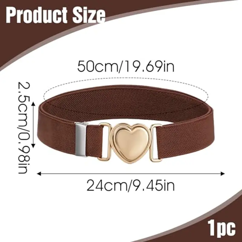 Lnngub Cintura elastica per ragazze, bambini alla moda cintura regolabile in poliestere con fibbia a cuore in lega di miniatura 2