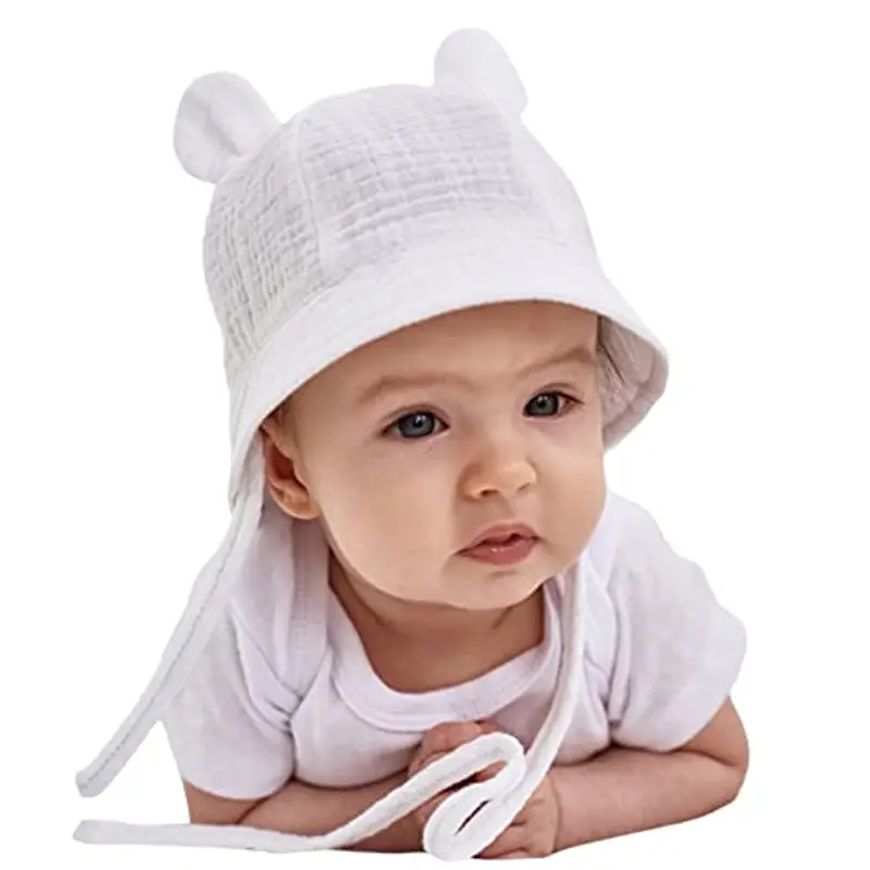 LOALIRANDO Cappello da Sole Neonate Cotone Morbido Anti-UV (A-Bianco, 3-12 Months)