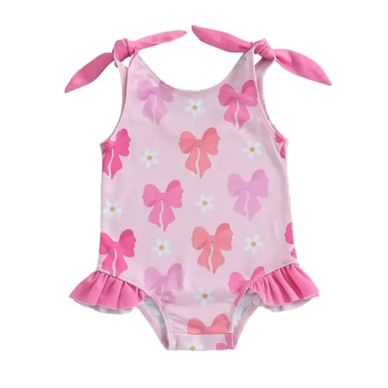 Loalirando Costume da Bagno da Bimba Bikini Stampa Floreale Costumi da Bagno Un Pezzo Neonata Costume da Mare Neonata Bikini da Piscina Swimwear da Spiaggia Mare (Rosa, 0-6 Months)