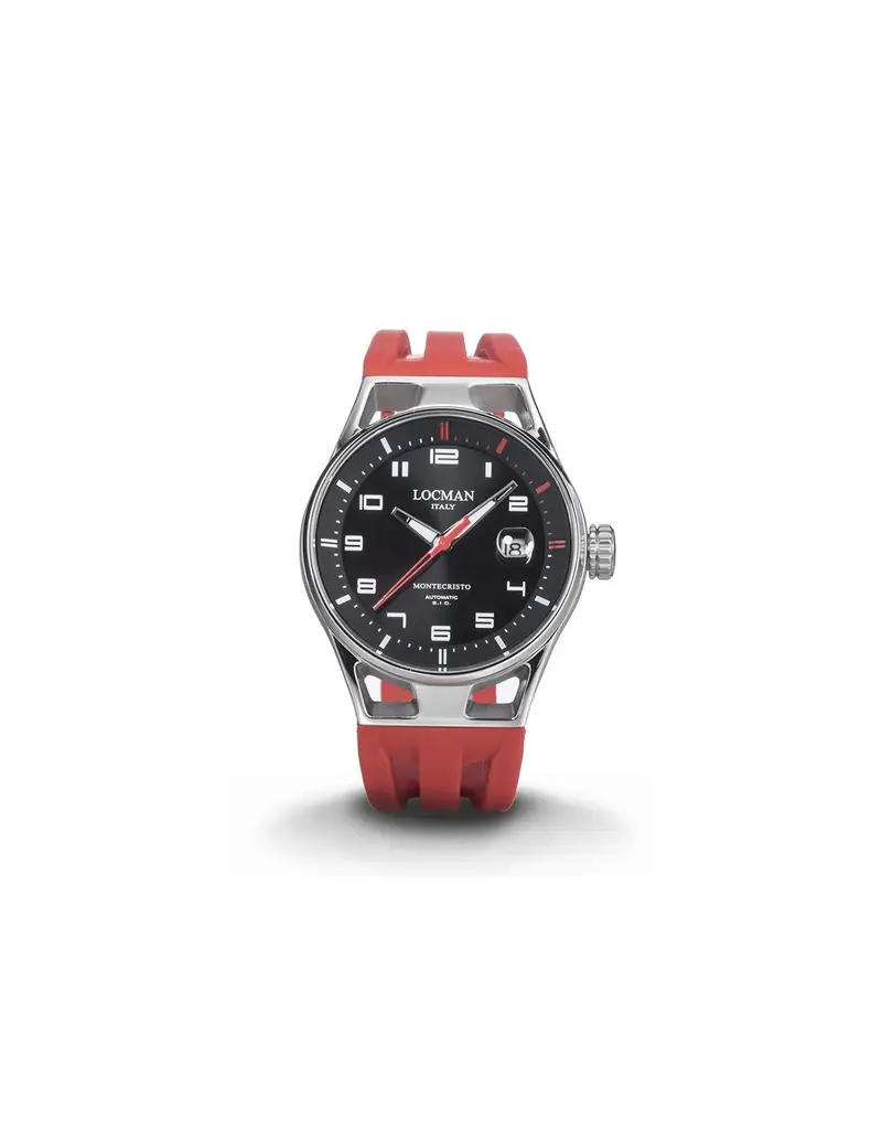 Orologio LOCMAN Montecristo 0541A01S-00BKRDSR nero con cinturino in silicone rosso