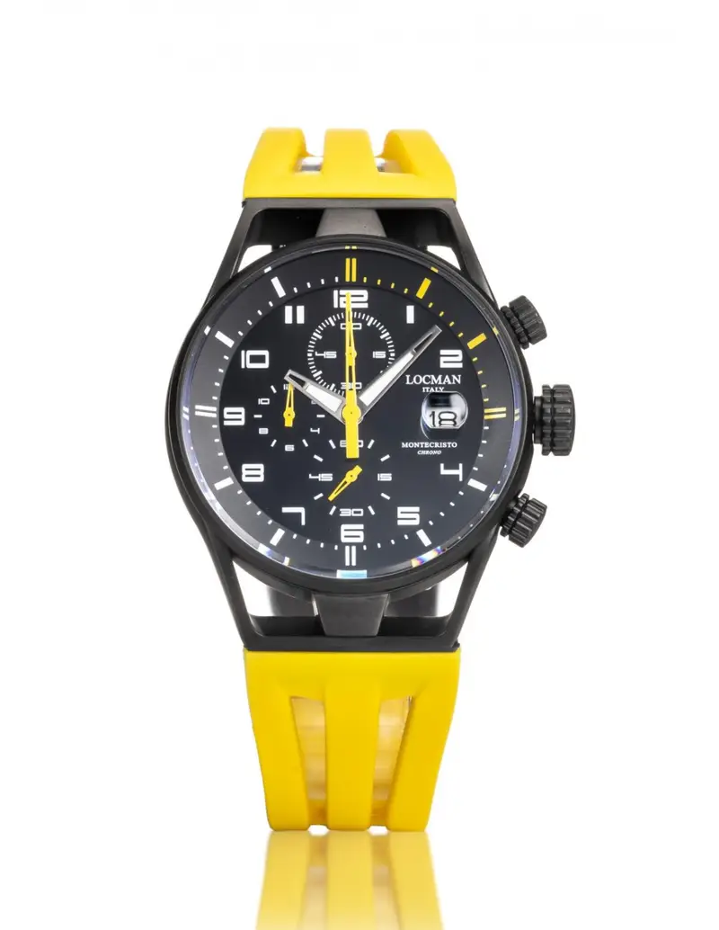 Orologio LOCMAN Montecristo 0542K01S-KMBKYLSY nero con cinturino in silicone giallo