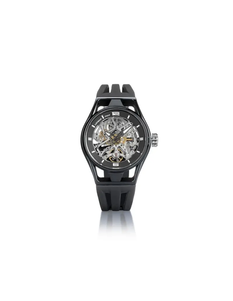 Orologio LOCMAN Montecristo Skeleton 0538K01S-BKBKGYSK nero con cinturino in silicone nero