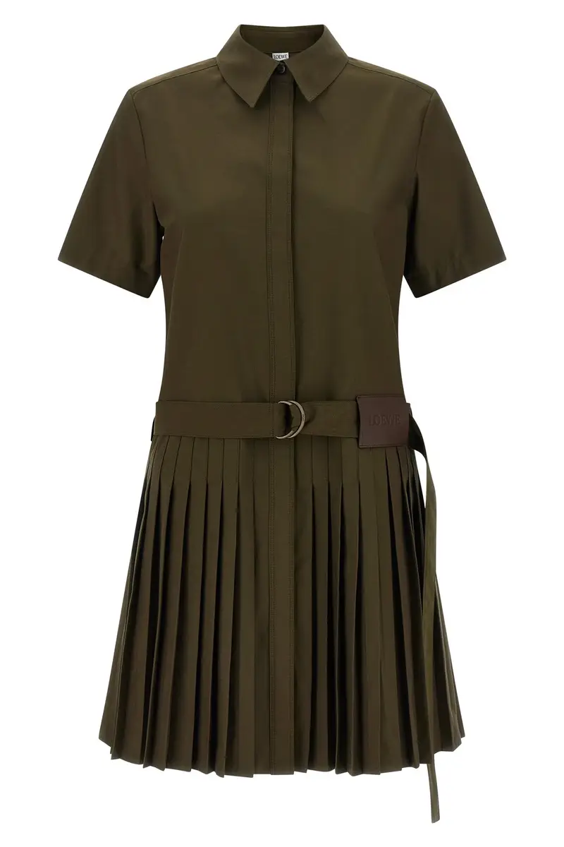 Abito Chemisier Pieghe Verde