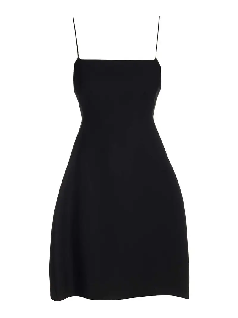 Abito in crepe di seta e lana Nero